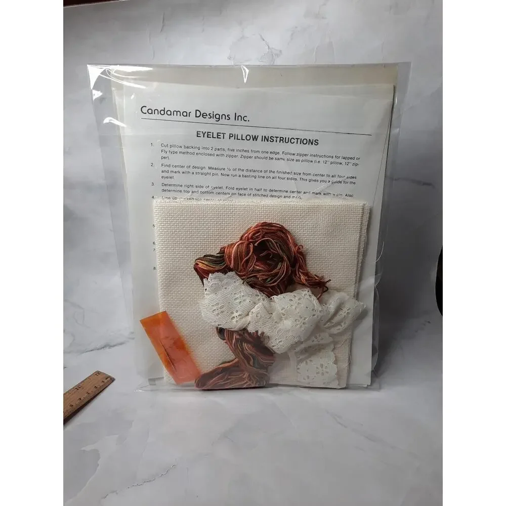 Vtg 1983 Candamar Something Special Counted Cross Stitch Kit Brown Quilt Pillow